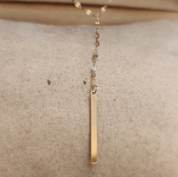 14kt Elegant Gold Bar Drop Necklace - Women Jewelry 20 L